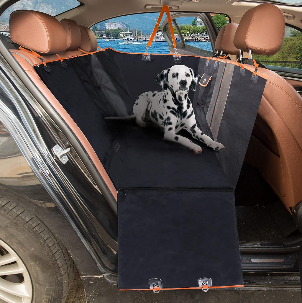 Upgraded 4-In-1 Dog Car Seat Cover Pet Seat Covers for Back Seat, Scratch Proof & Nonslip Backing & Hammock, 900D Heavy Duty Dog Seat Protector for Cars, Trucks and Suvs (Black)