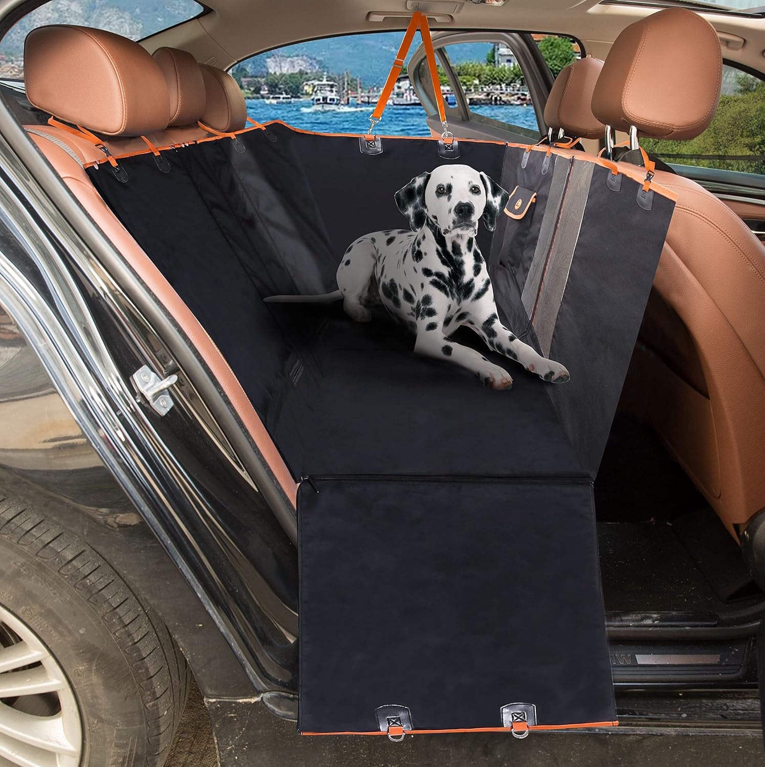 Upgraded 4-In-1 Dog Car Seat Cover Pet Seat Covers for Back Seat, Scratch Proof & Nonslip Backing & Hammock, 900D Heavy Duty Dog Seat Protector for Cars, Trucks and Suvs (Black)