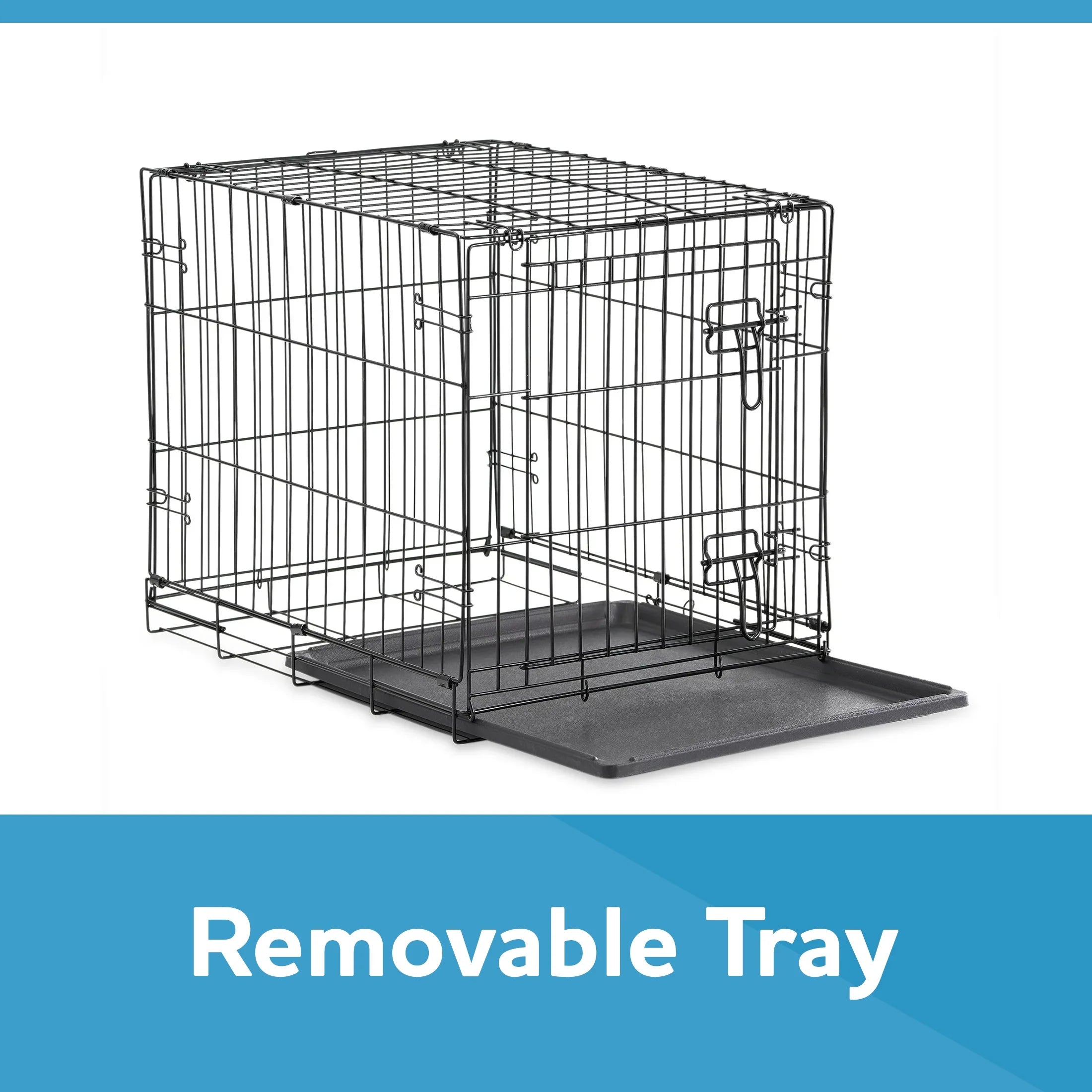 Foldable 48" Wire Crate for Dogs with Divider and Leak-Proof Tray